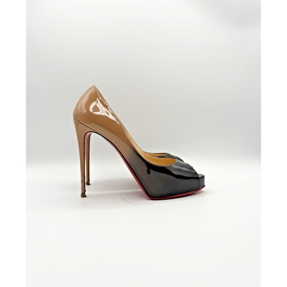 Christian Louboutin Shoes - Christian Louboutin Beige & Black Patent Leather Ombre Platform Heels EU 39